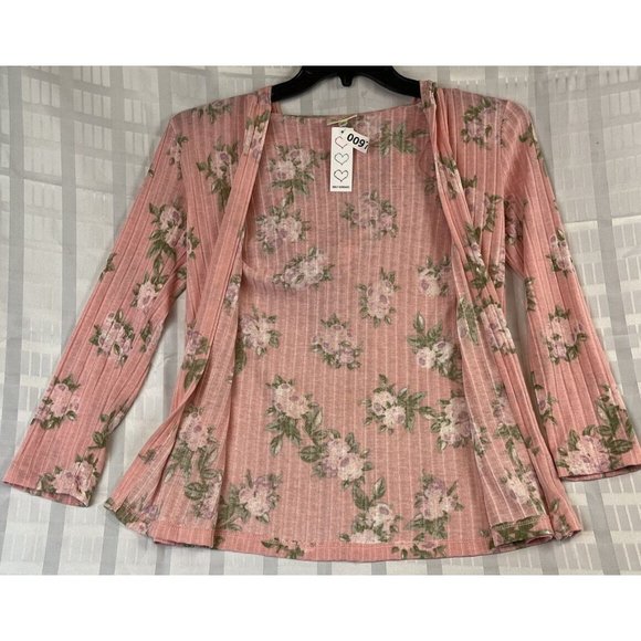 women self esteem vest/ top size m long sleeve color pink orange floral - Picture 12 of 12